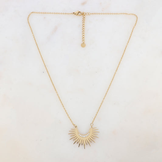 Collier avec pendentif lune et strass (45+5CM)
