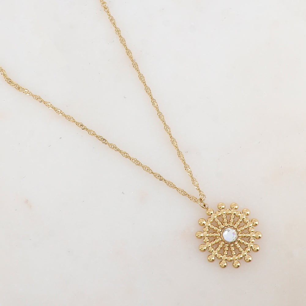 Collier avec pendentif gouvernail et strass (40+5CM)