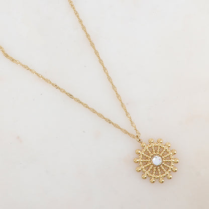Collier avec pendentif gouvernail et strass (40+5CM)