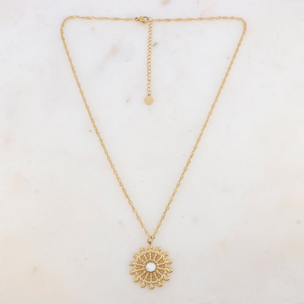Collier avec pendentif gouvernail et strass (40+5CM)