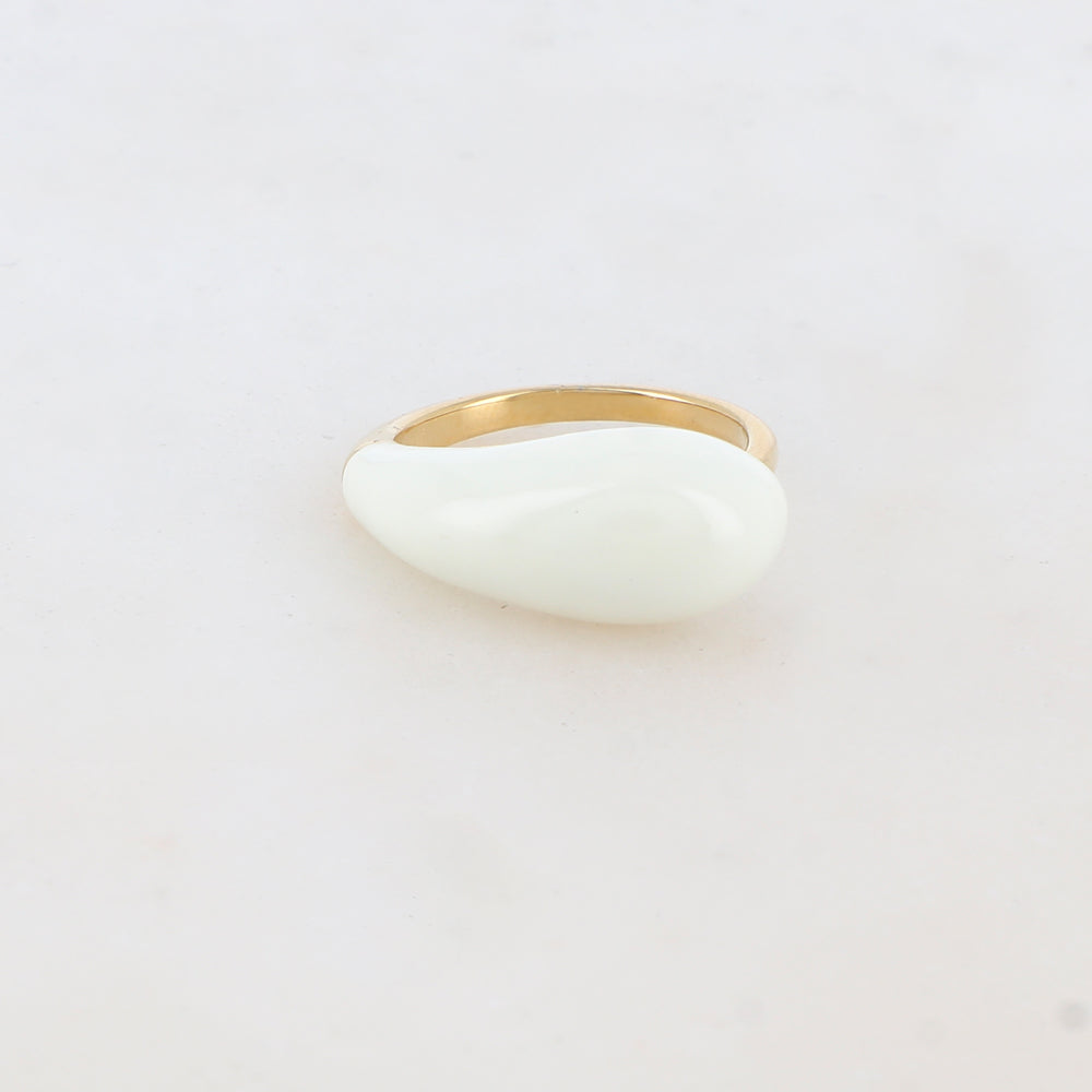 Bague fine avec émail - Blanc