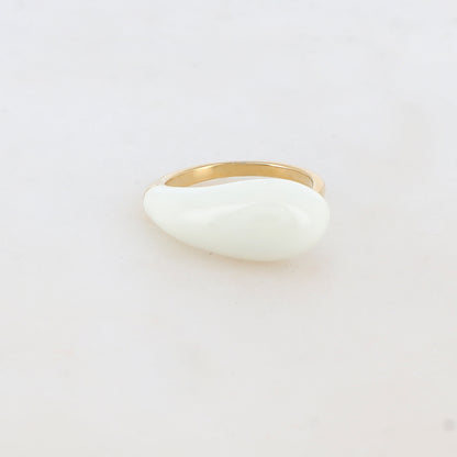 Bague fine avec émail - Blanc