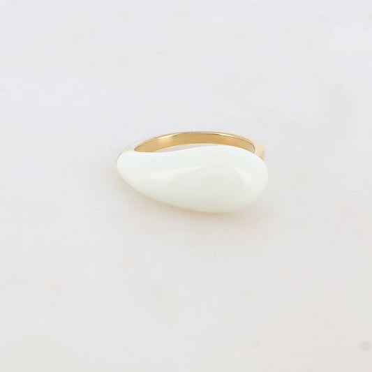 Bague fine avec émail - Blanc