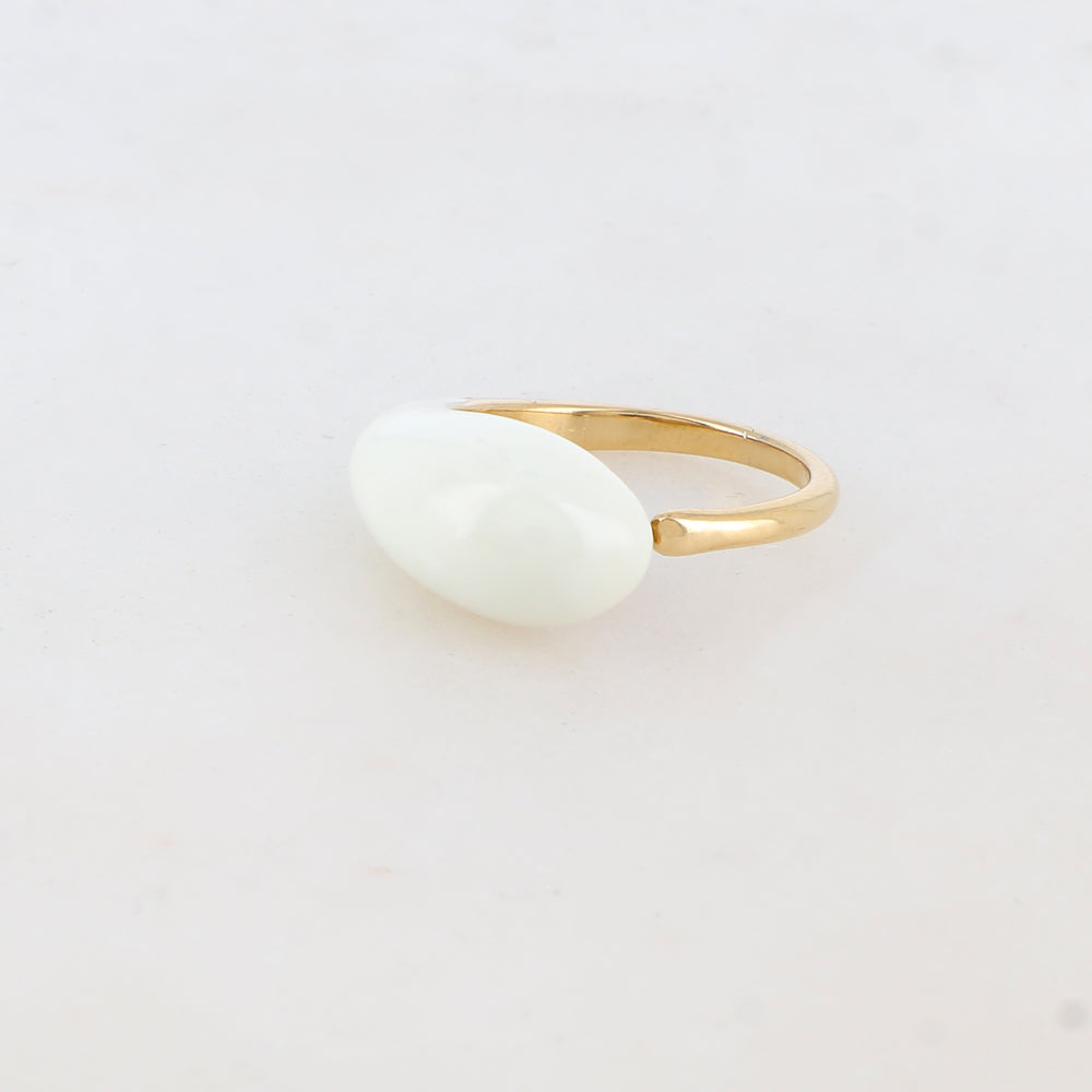 Bague fine avec émail - Blanc