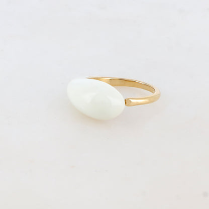 Bague fine avec émail - Blanc