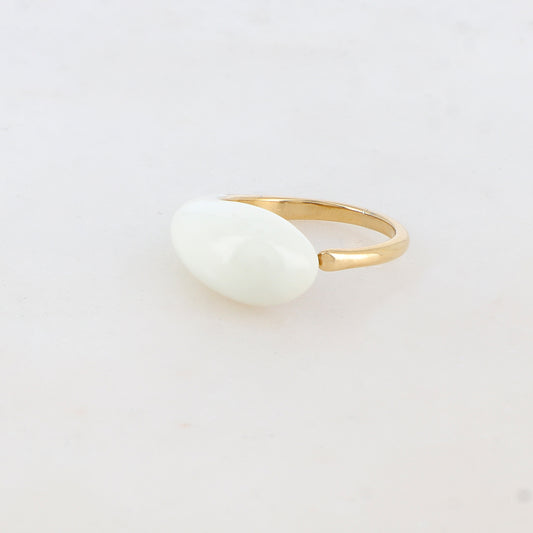 Bague fine avec émail - Blanc
