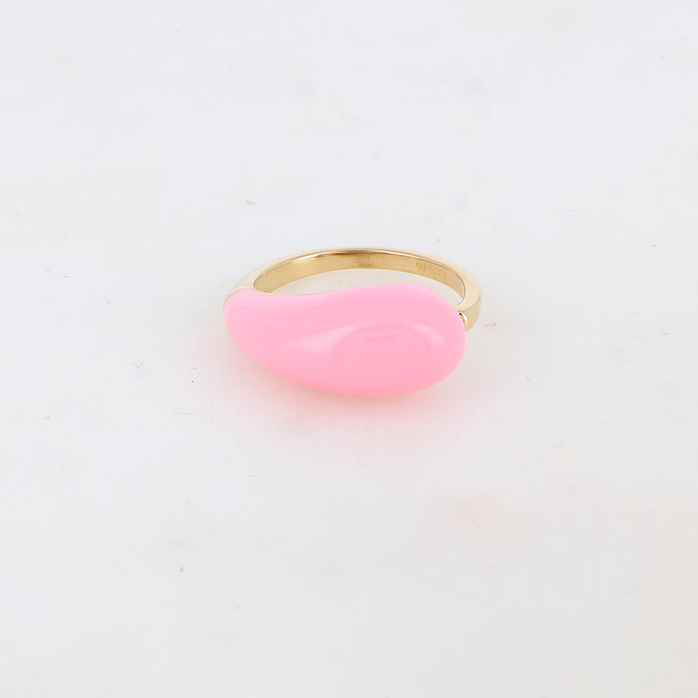 Bague fine avec émail - Rose