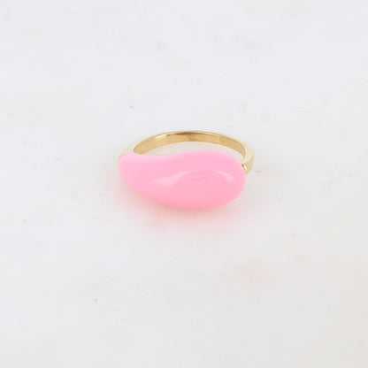 Bague fine avec émail - Rose