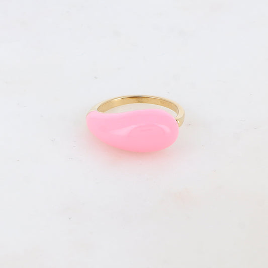 Bague fine avec émail - Rose