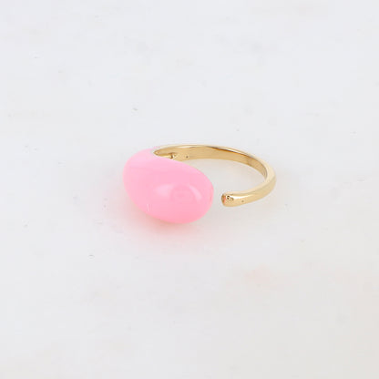 Bague fine avec émail - Rose