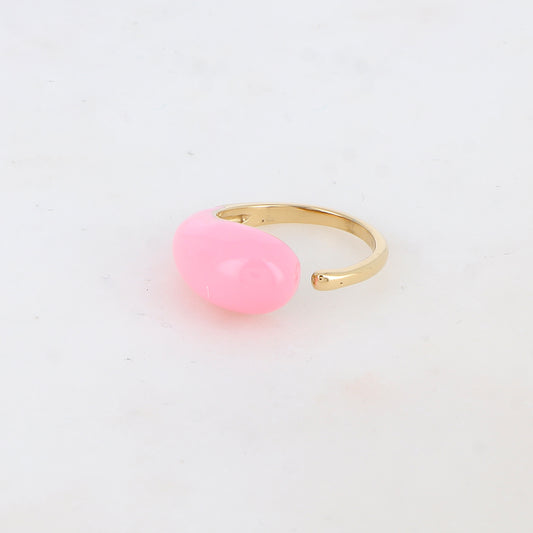 Bague fine avec émail - Rose