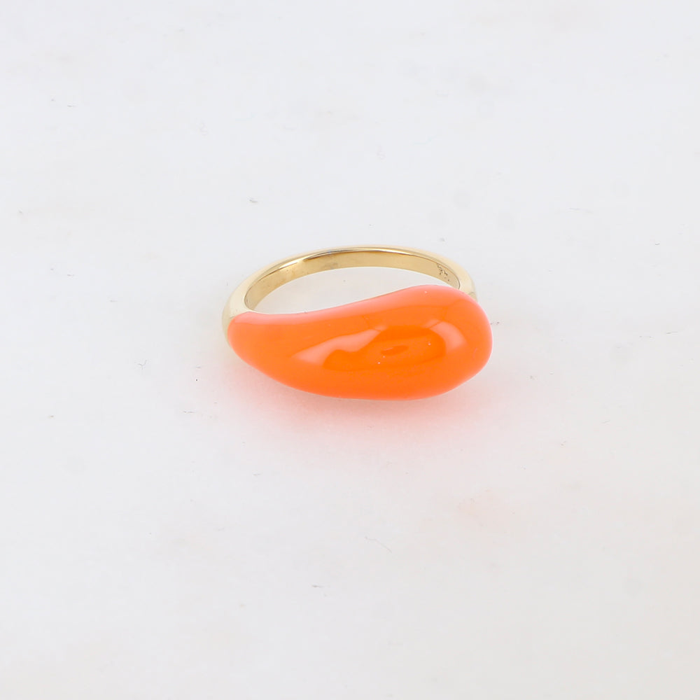 Bague fine avec émail - Orange