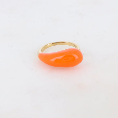 Bague fine avec émail - Orange