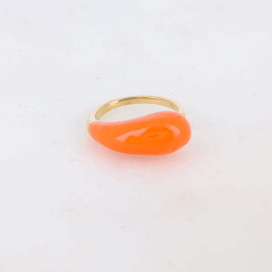 Bague fine avec émail - Orange