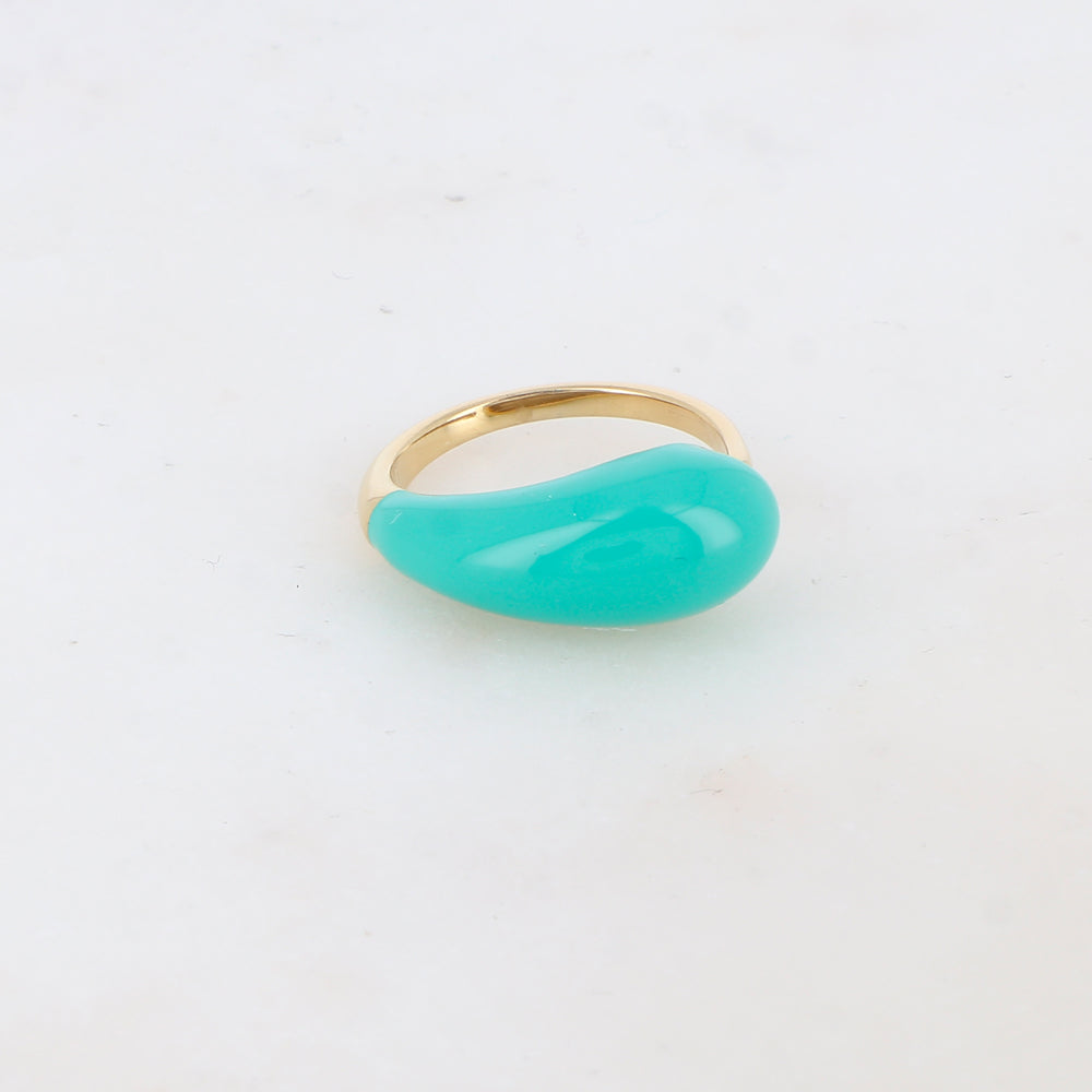 Bague fine avec émail - Turquoise