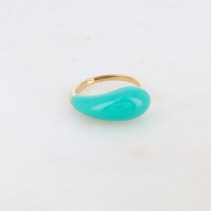 Bague fine avec émail - Turquoise