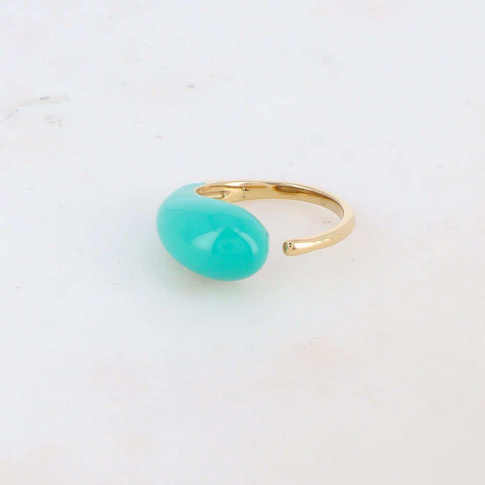 Bague fine avec émail - Turquoise
