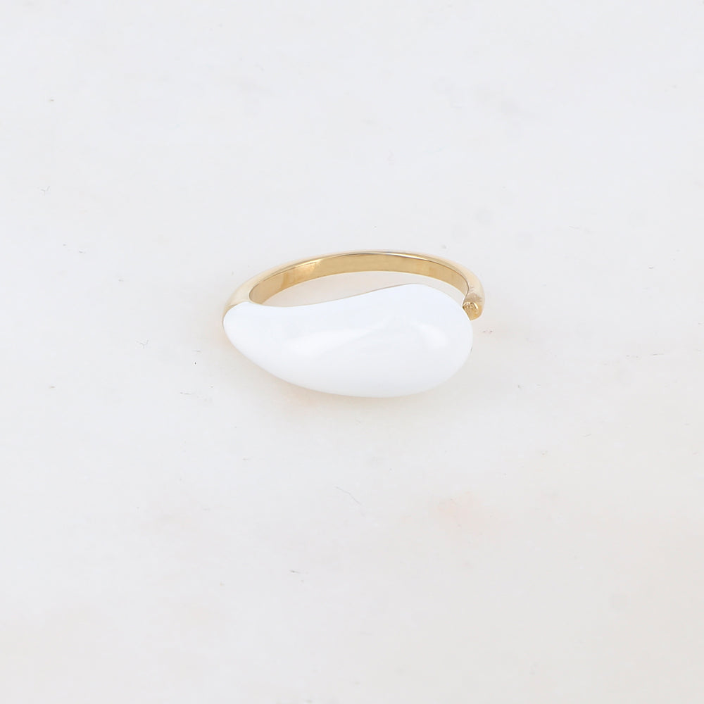 Bague fine avec émail - Blanc