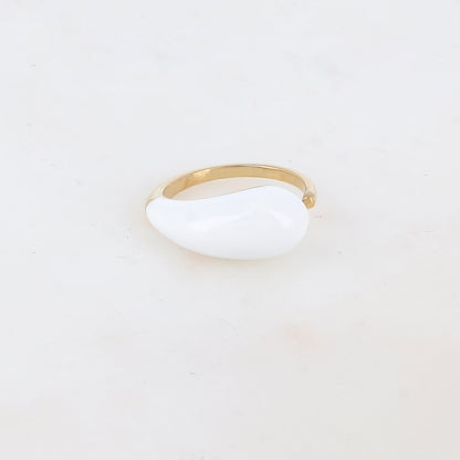 Bague fine avec émail - Blanc
