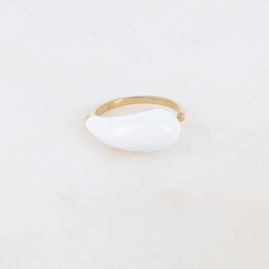Bague fine avec émail - Blanc
