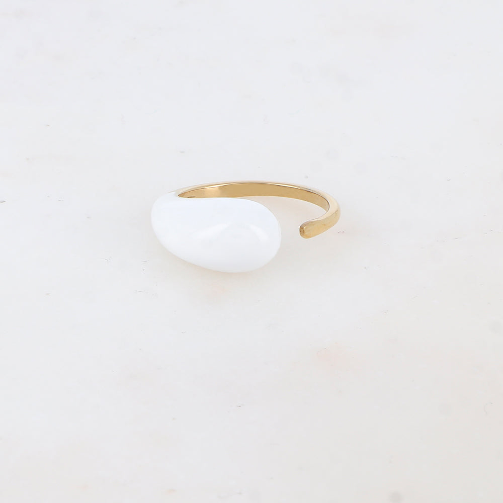Bague fine avec émail - Blanc