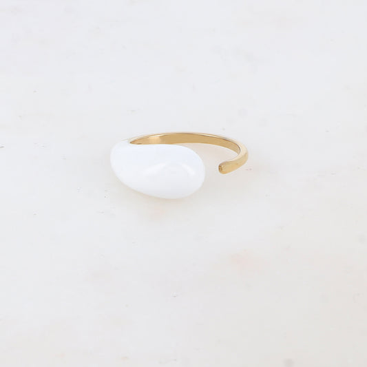Bague fine avec émail - Blanc
