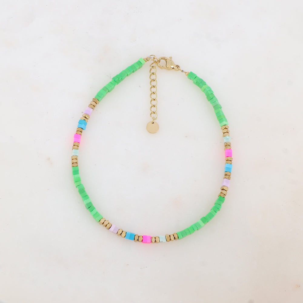 Chaîne de cheville embelli de perles en howlite teintée (21+3CM)