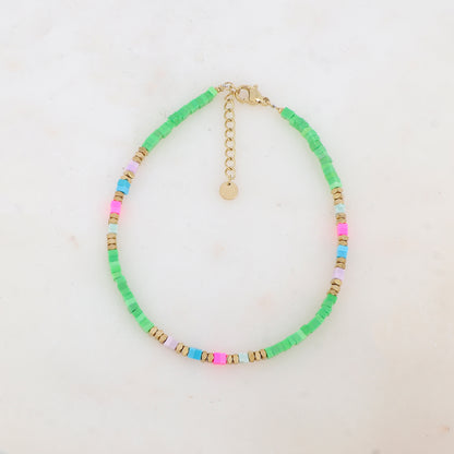 Chaîne de cheville embelli de perles en howlite teintée (21+3CM)