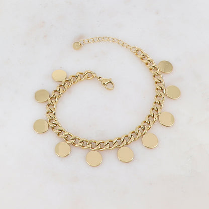 Bracelet en maille gourmette avec pampilles rondes lisses