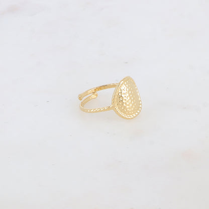 Bague fine avec pièce ronde martelée