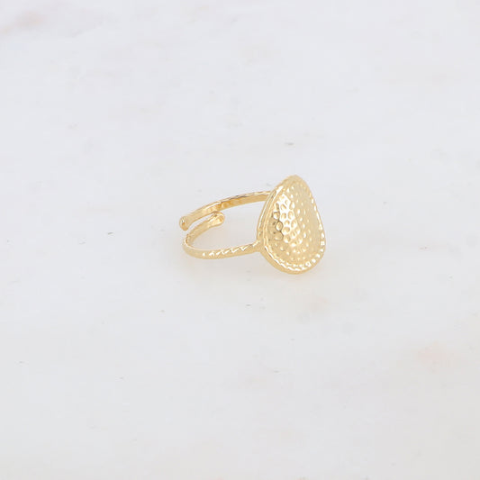 Bague fine avec pièce ronde martelée