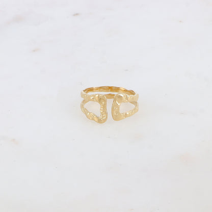 Bague martelée double rangs ajustable