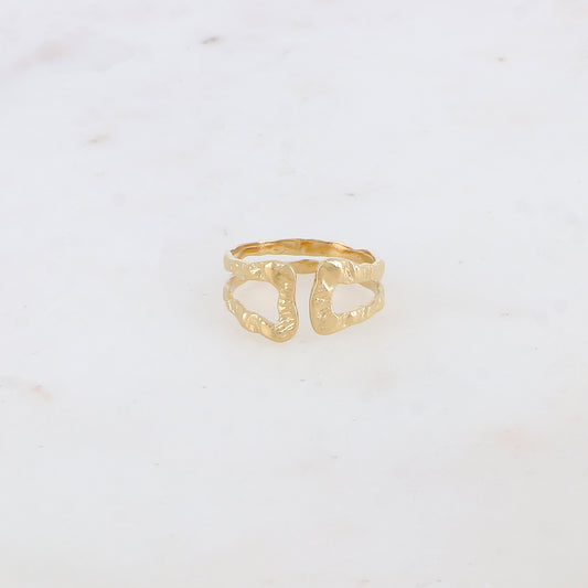 Bague martelée double rangs ajustable