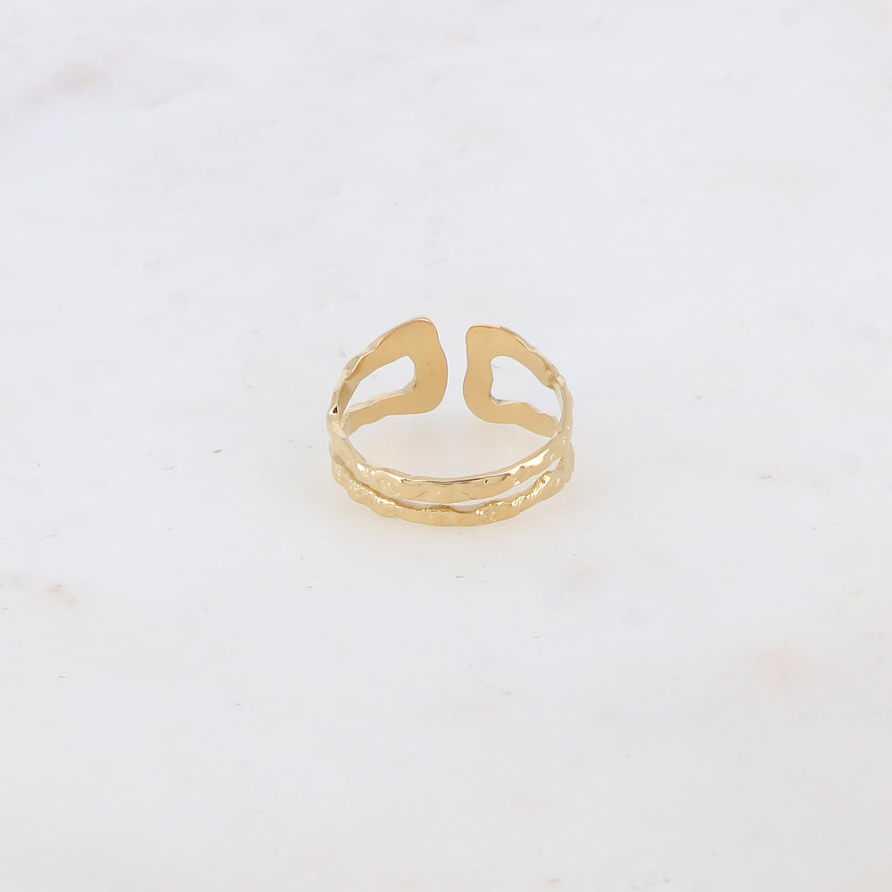 Bague martelée double rangs ajustable