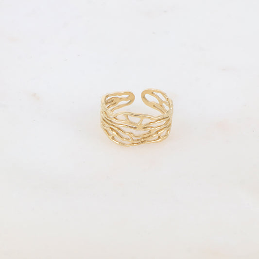 Bague multirangs aux motifs graphiques