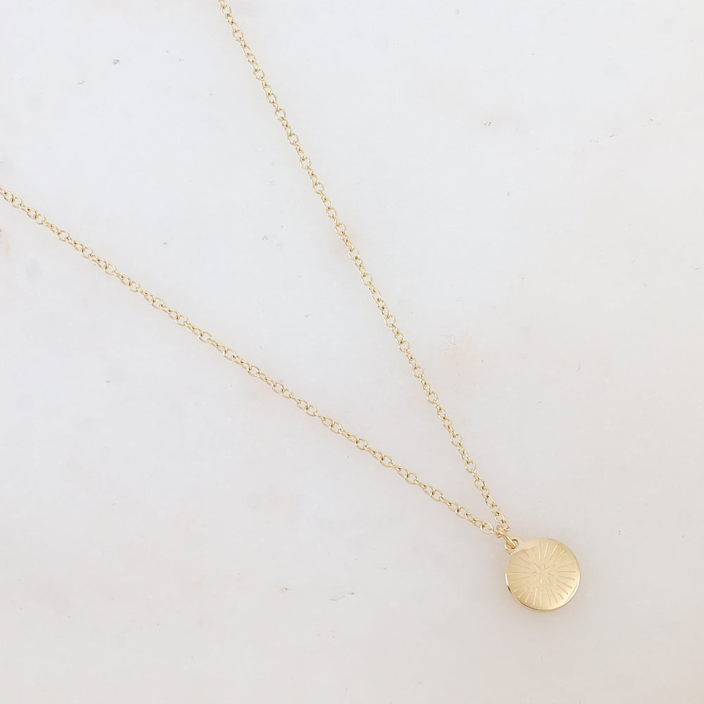 Collier avec pendentif rond motif étoile (40+5CM)