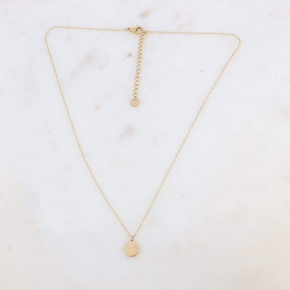 Collier avec pendentif rond motif étoile (40+5CM)