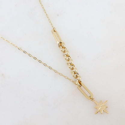 Collier sur chaîne avec maille et pendentif étoile (40+5CM)