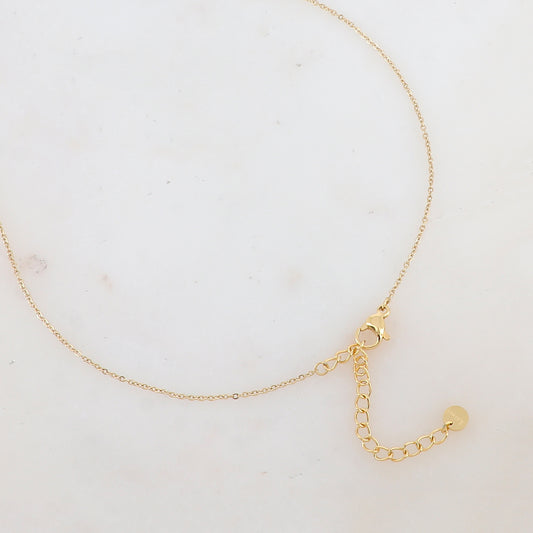 Collier avec pendentif anneau et pampille ronde lisse avec étoile gravée (55+5CM)