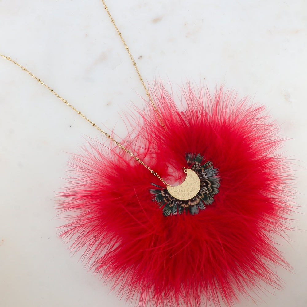Sautoir avec pendentif plume (60+5CM)
