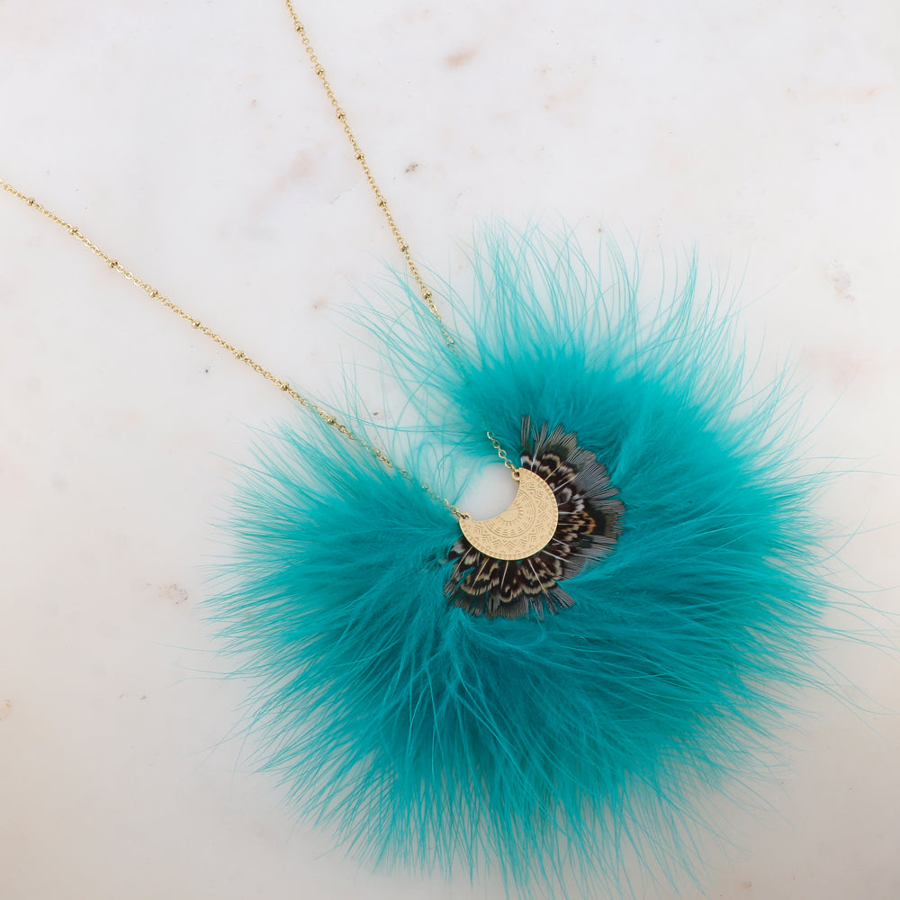 Sautoir avec pendentif plume (60+5CM)