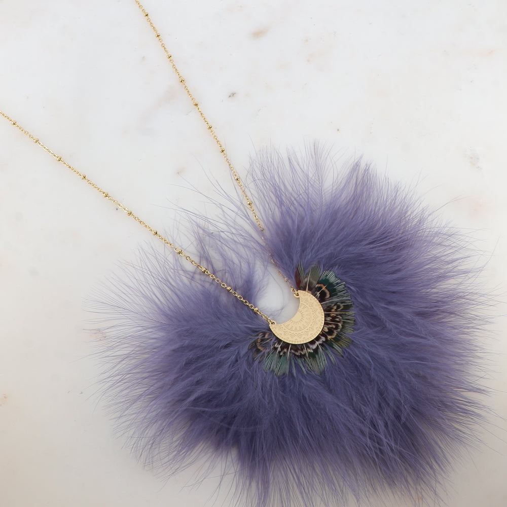 Sautoir avec pendentif plume (60+5CM)