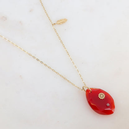 Sautoir avec pendentif en pierre naturelle ovale (60+5CM)