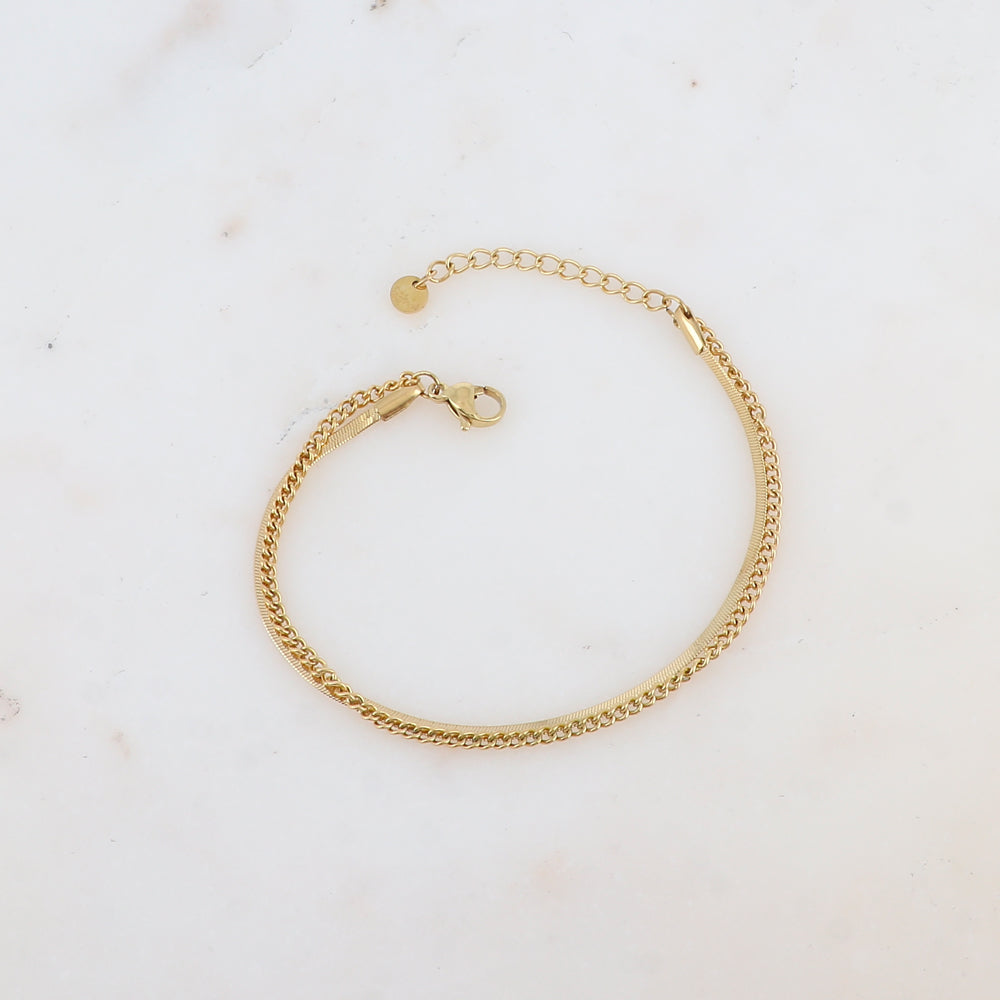 Bracelet 2 rangs avec maille miroir