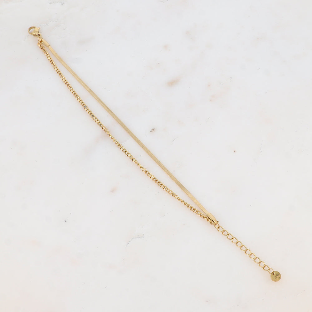 Bracelet 2 rangs avec maille miroir