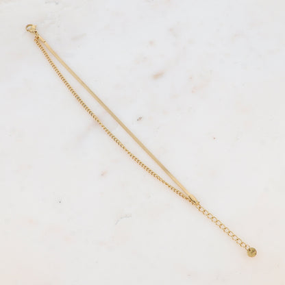 Bracelet 2 rangs avec maille miroir