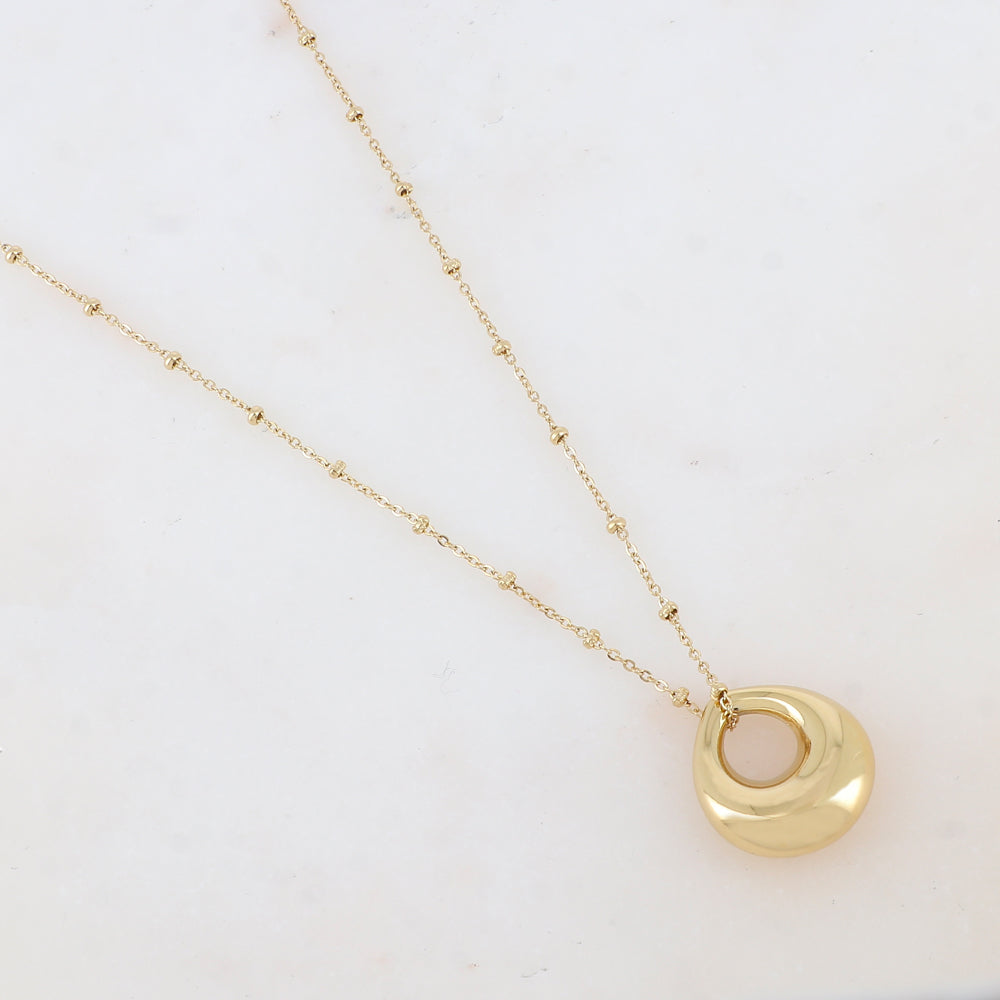 Collier avec pendentif géométrique bombé, effet miroir (50+5CM)