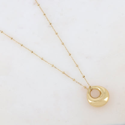 Collier avec pendentif géométrique bombé, effet miroir (50+5CM)