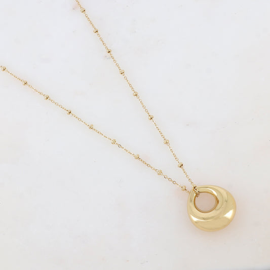 Collier avec pendentif géométrique bombé, effet miroir (50+5CM)