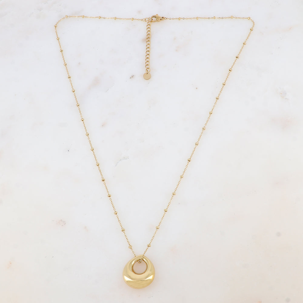 Collier avec pendentif géométrique bombé, effet miroir (50+5CM)